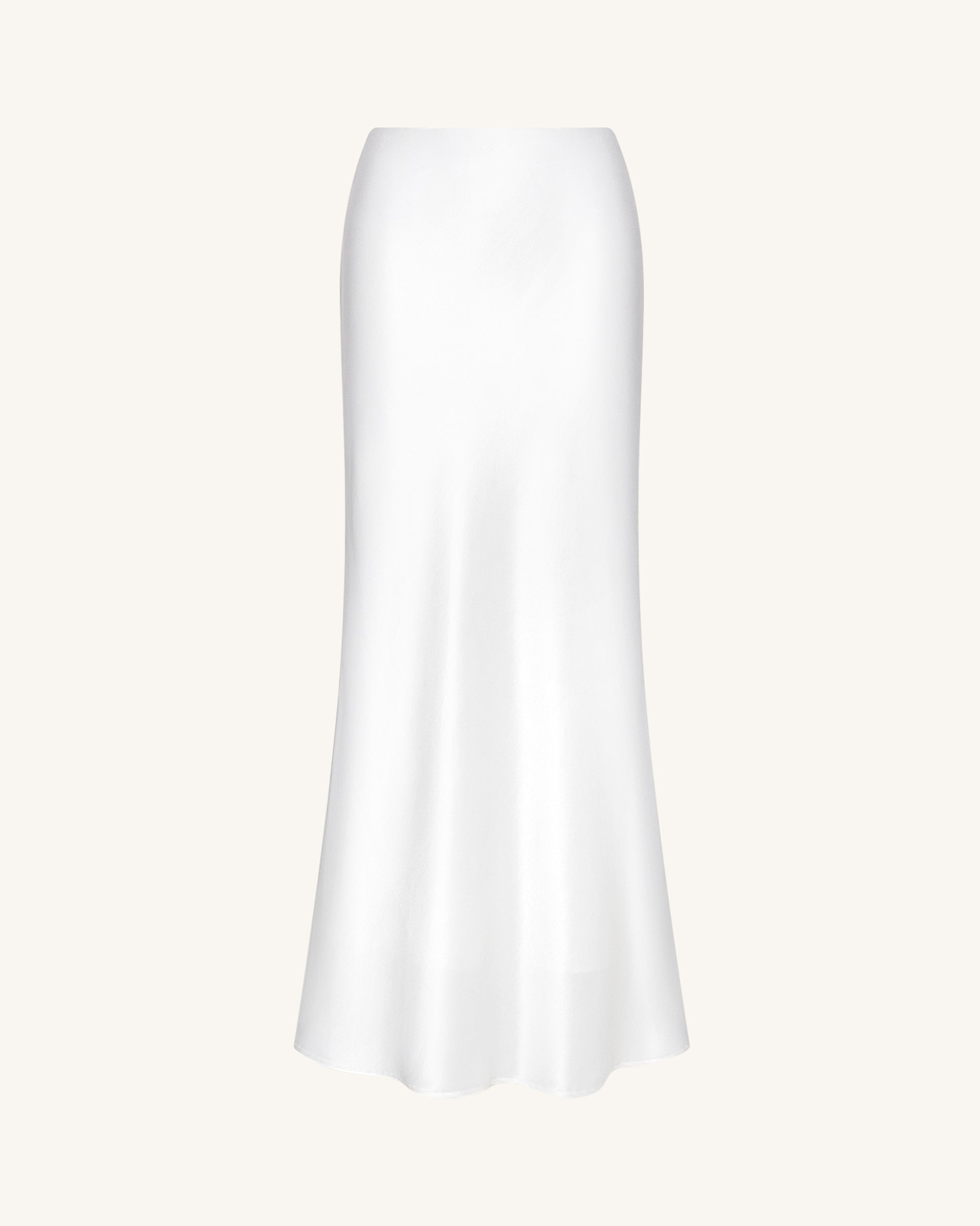 Liquid Satin Mermaid Maxi Skirt - White