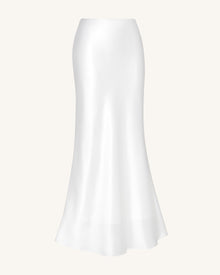 Liquid Satin Mermaid Maxi Skirt - White