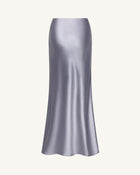 Liquid Satin Mermaid Maxi Skirt - Silver