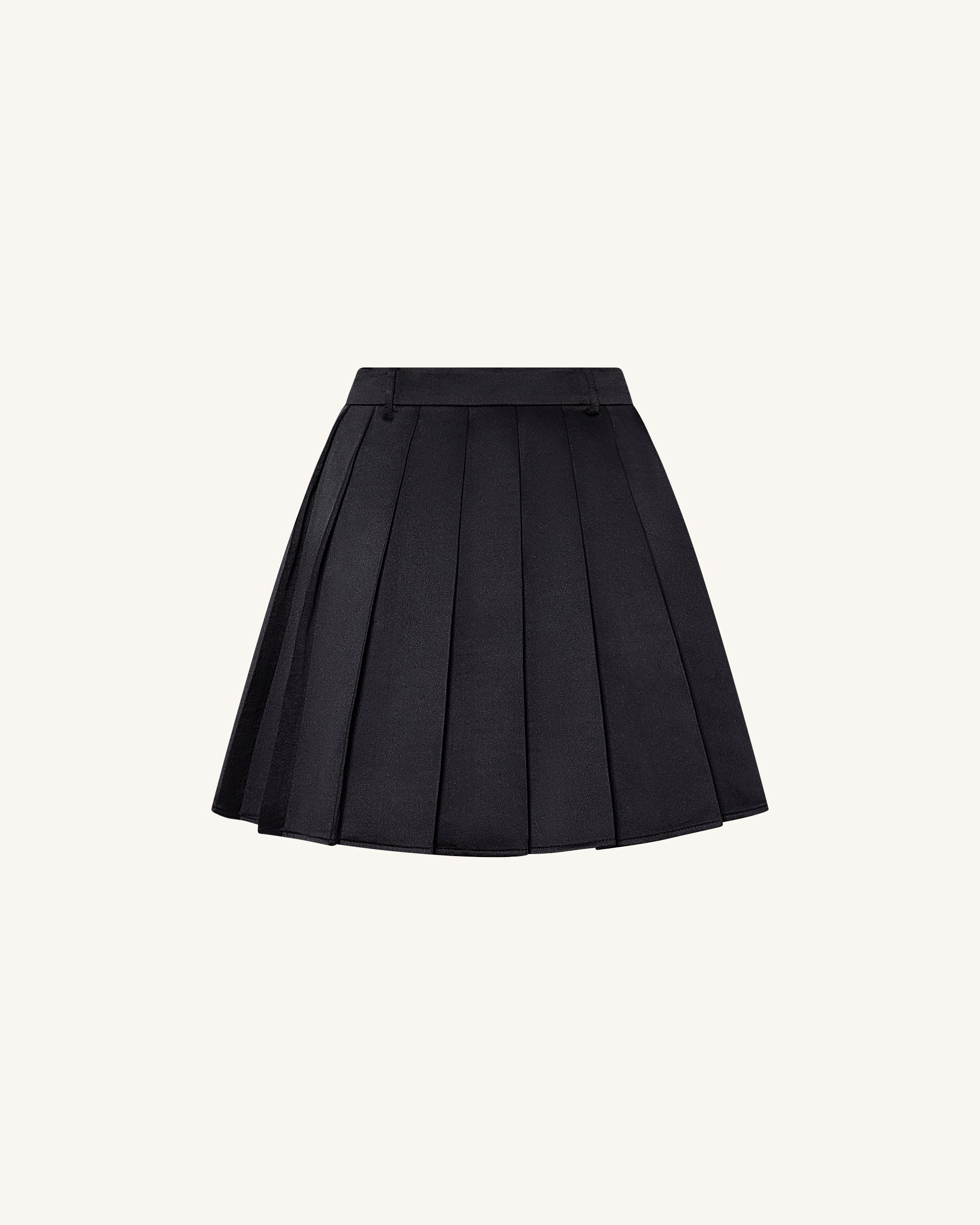 Satin Pleated Mini Skirt - Black | JW PEI