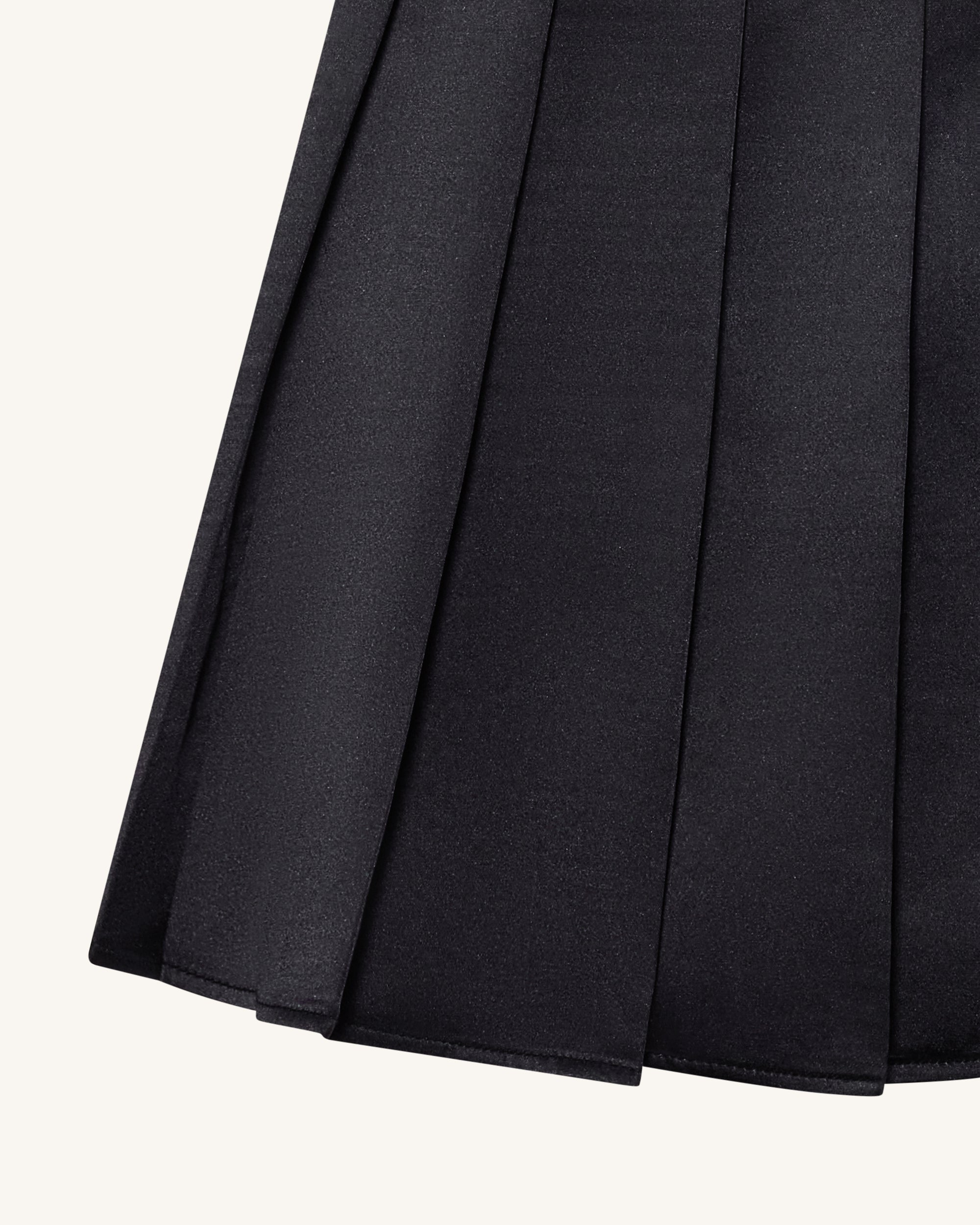 Satin Pleated Mini Skirt - Black | JW PEI