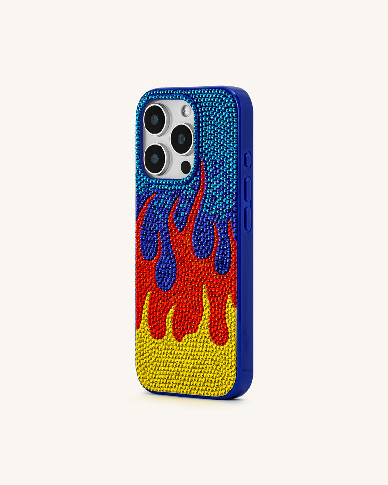 Flame Pattern iPhone Case - Multicolor Blue