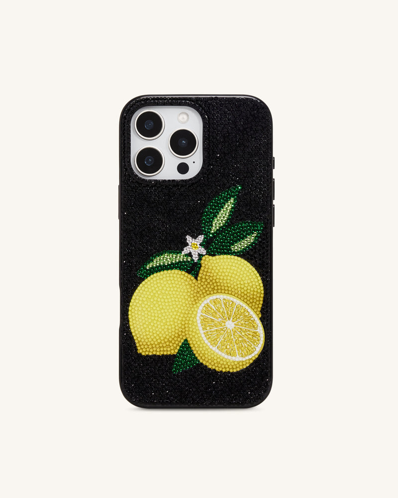 Lemon Artificial Crystal Phone Case - Black