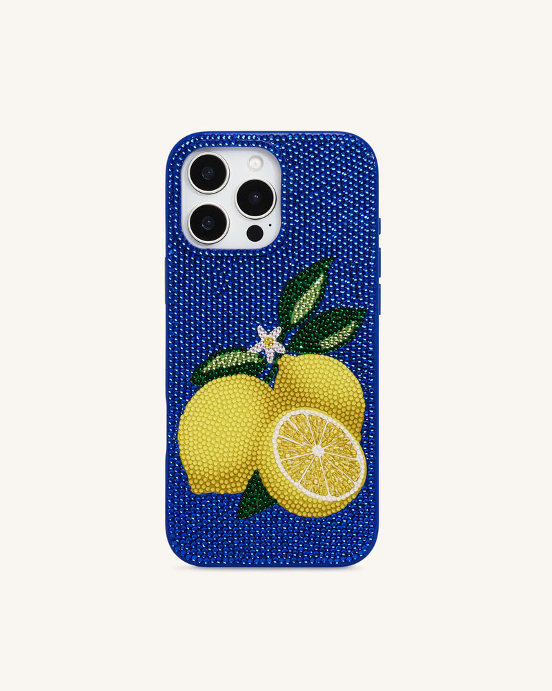 Lemon Artificial Crystal Phone Case - Blue