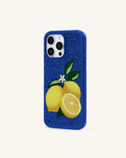 Lemon Artificial Crystal Phone Case - Blue