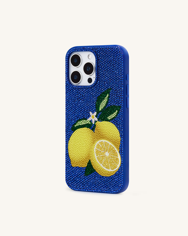Lemon Artificial Crystal Phone Case - Blue