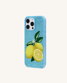 Lemon Artificial Crystal Phone Case - Light Blue