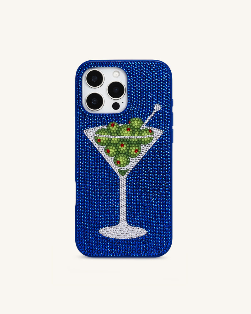 Olive Martini Artificial Crystal Phone Case - Blue