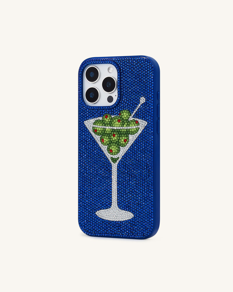Olive Martini Artificial Crystal Phone Case - Blue