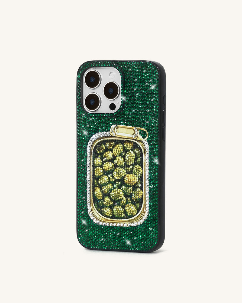 Olive Tin Artificial Crystal Phone Case - Green