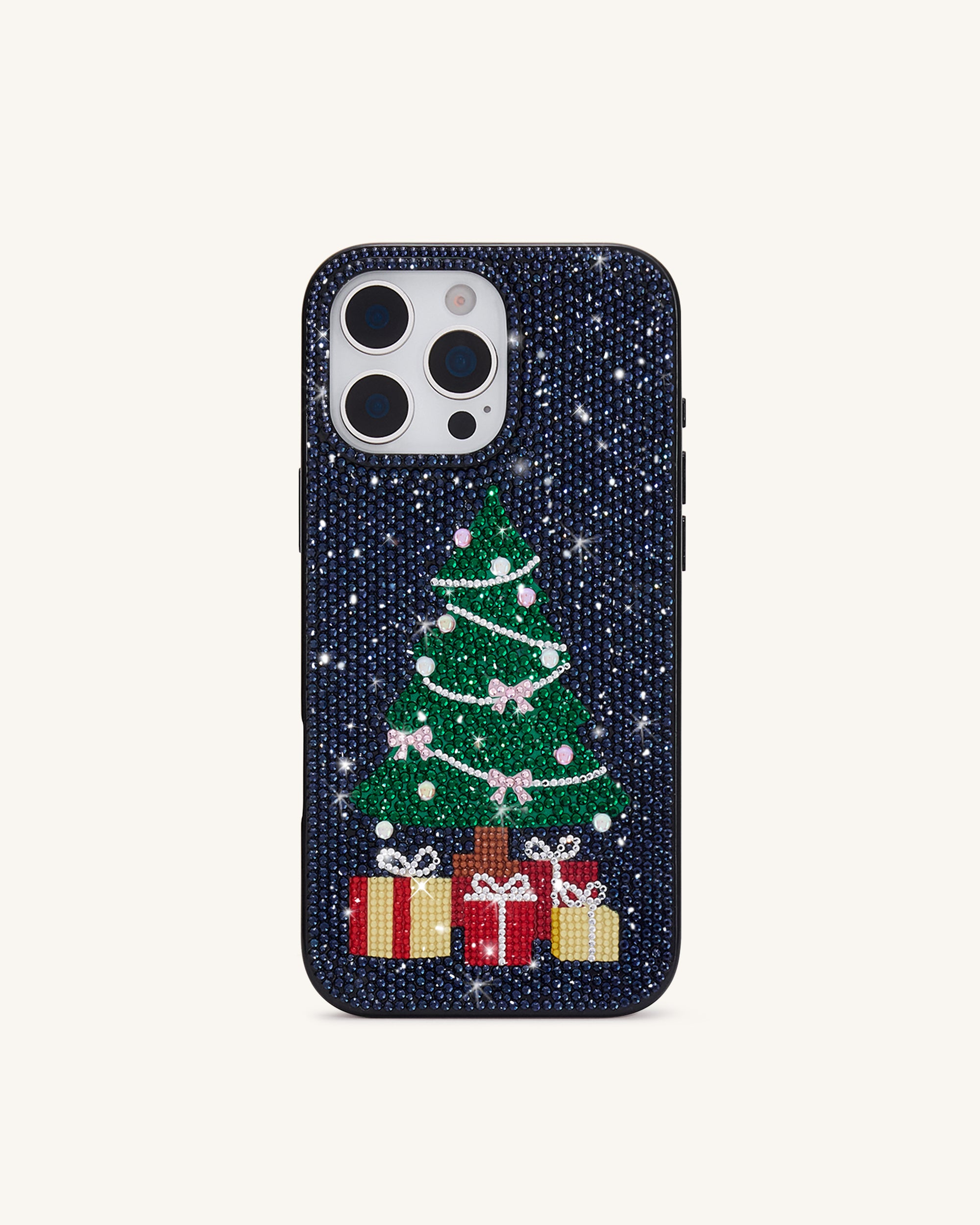 Christmas Tree Bling Phone Case - Black