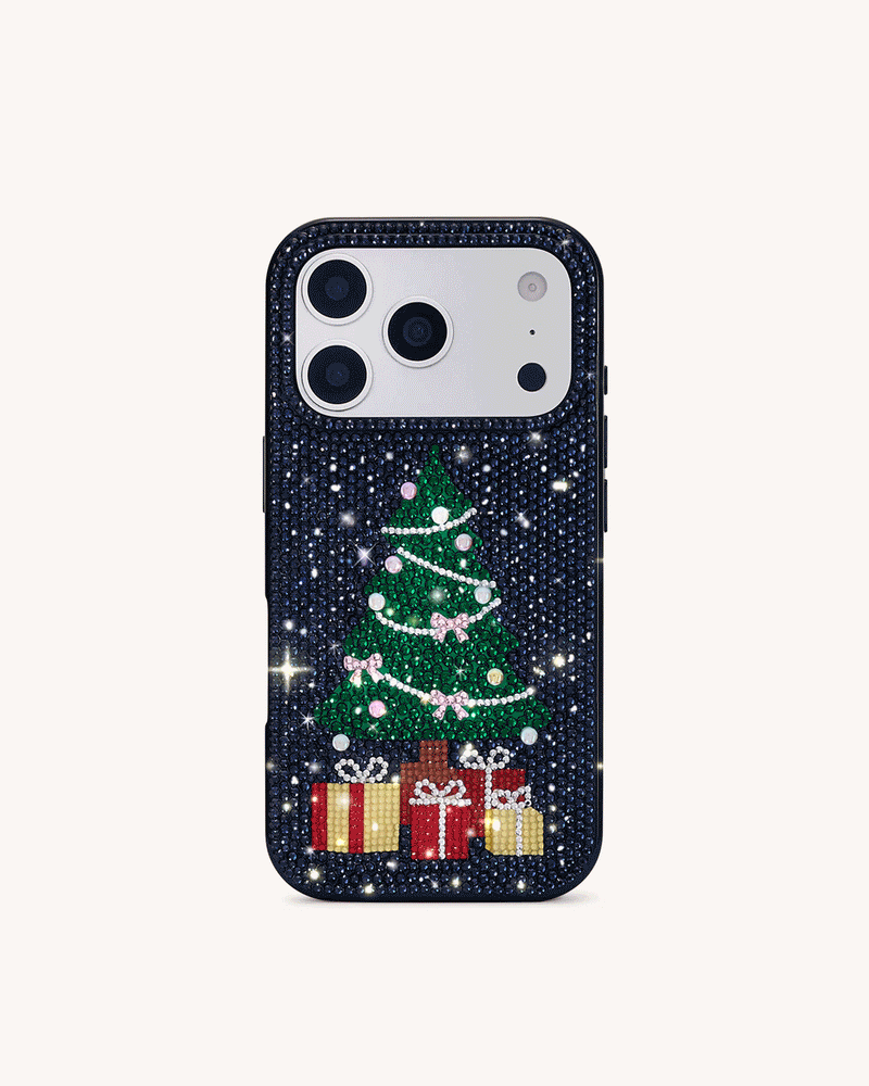 Christmas Tree Bling Phone Case - Black