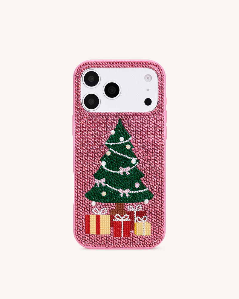 Christmas Tree Bling Phone Case - Pink