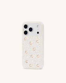 Pearl Embellished Phone Case - White