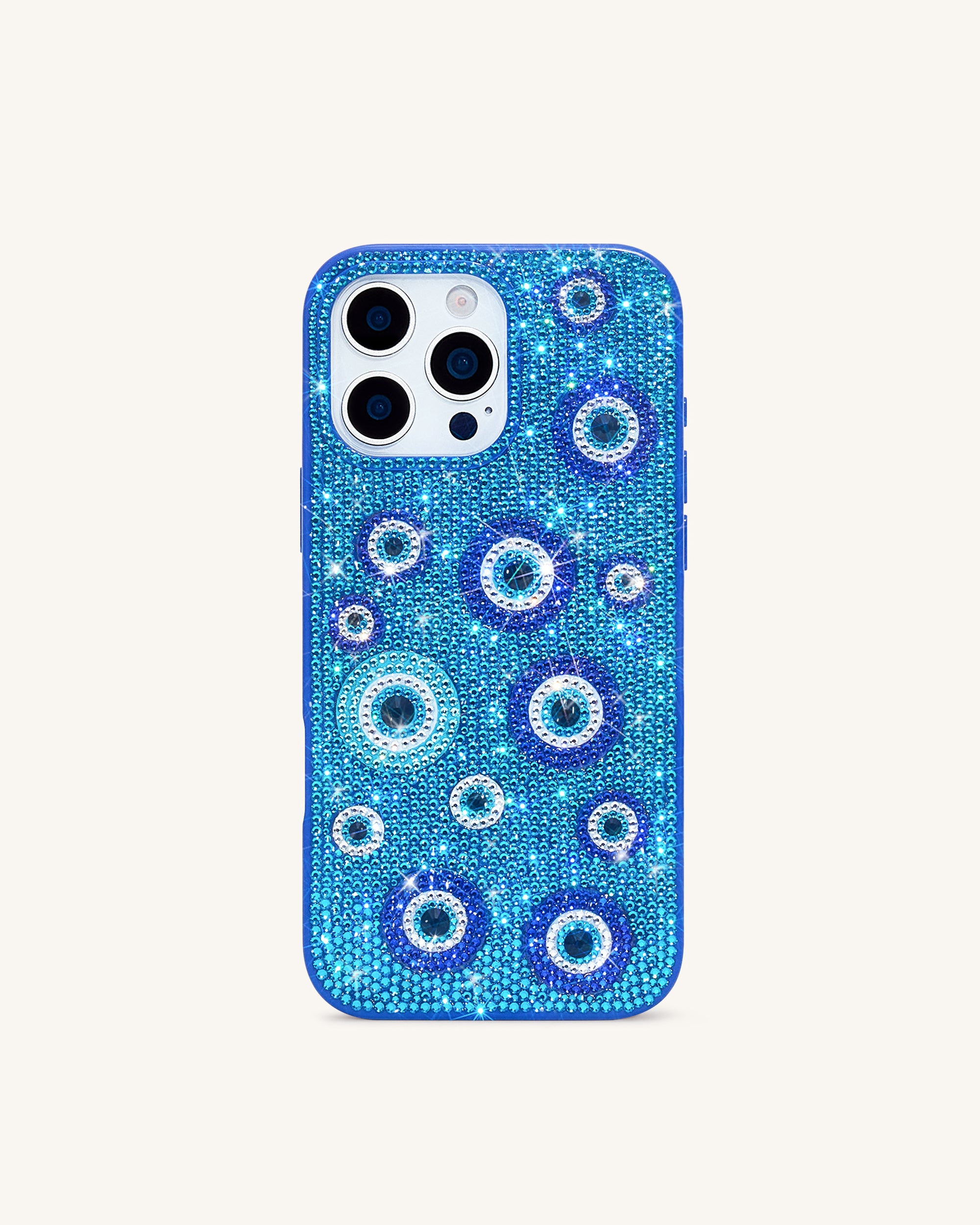 Evil Eye Artificial Crystal Embellished Phone Case - Blue, iPhone 15 Pro Evil Eye Artificial Crystal Embellished Phone Case - Blue, iPhone 15 Pro