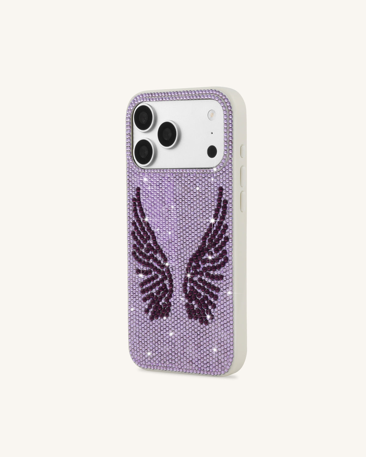 Artificial Crystal Angel Wings Phone Case - White & Purple