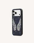 Artificial Crystal Angel Wings Phone Case - Black