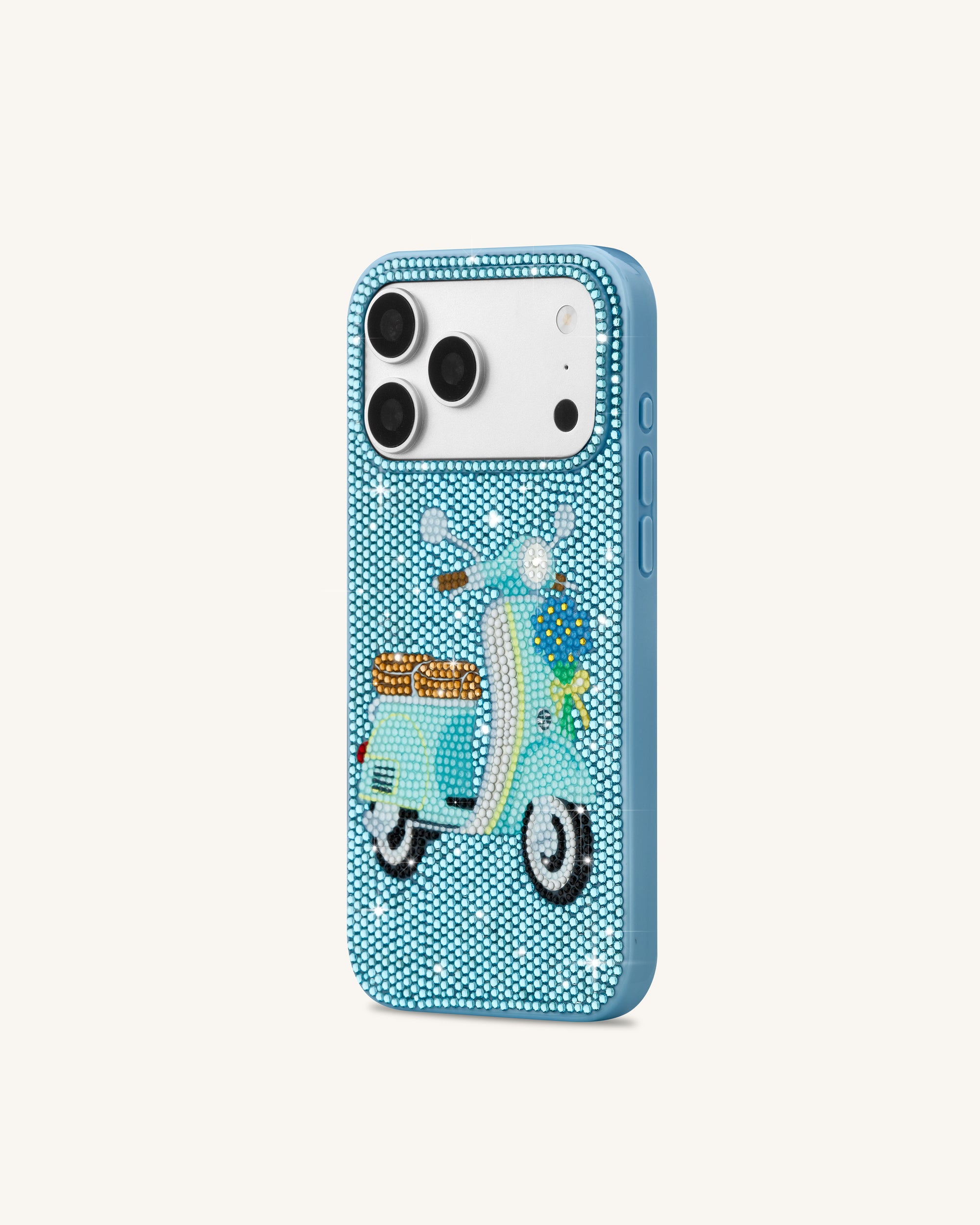 Blue Scooter Artificial Crystal Phone Case - Sky Blue
