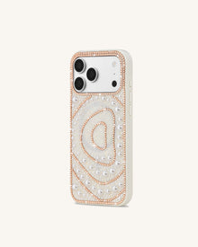 Pearl Swirl Artificial Crystal Phone Case – White