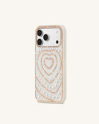 Pearl Heart Artificial Crystal Phone Case – White