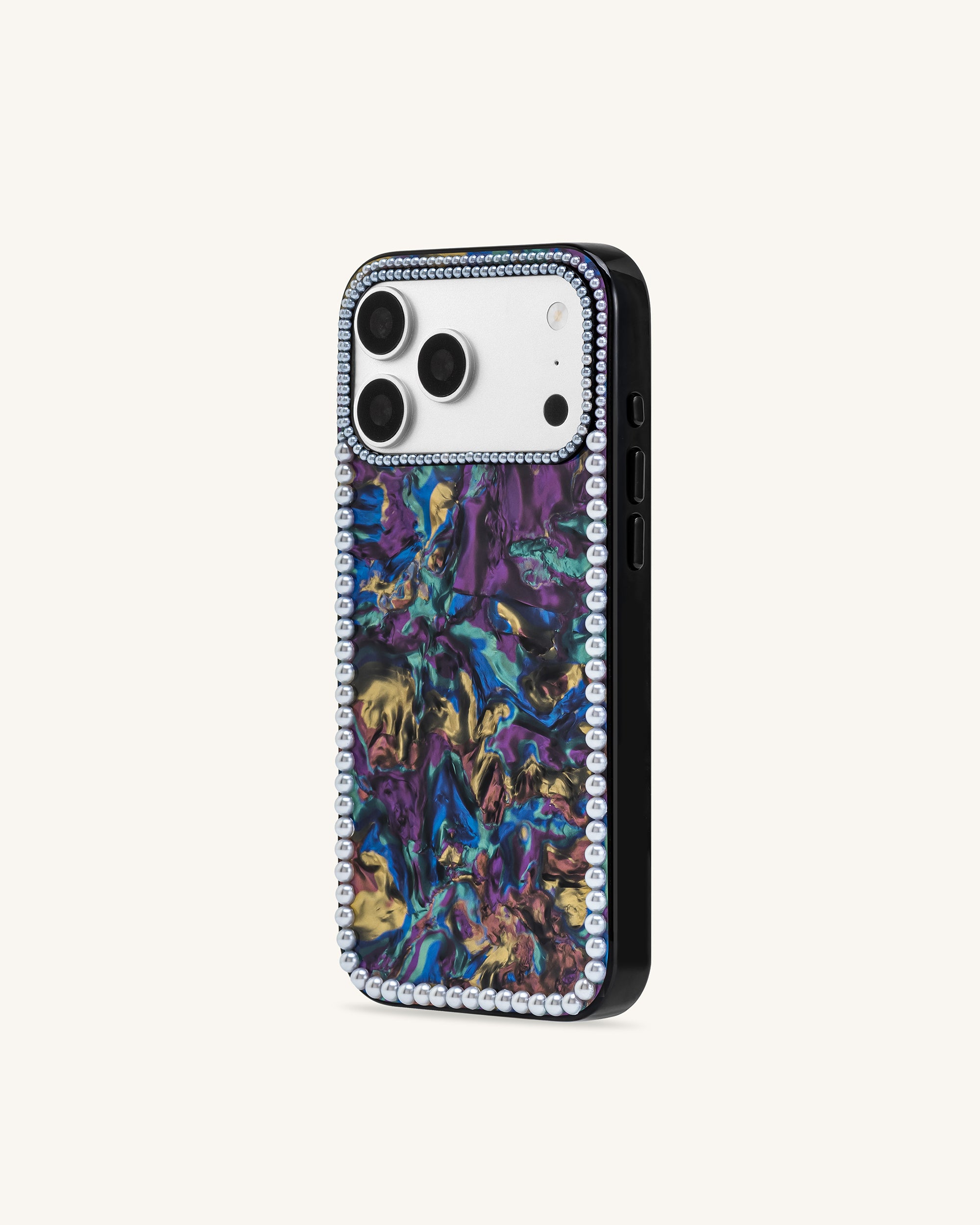 Pearl Marble Artificial Crystal Phone Case - Midnight Aurora