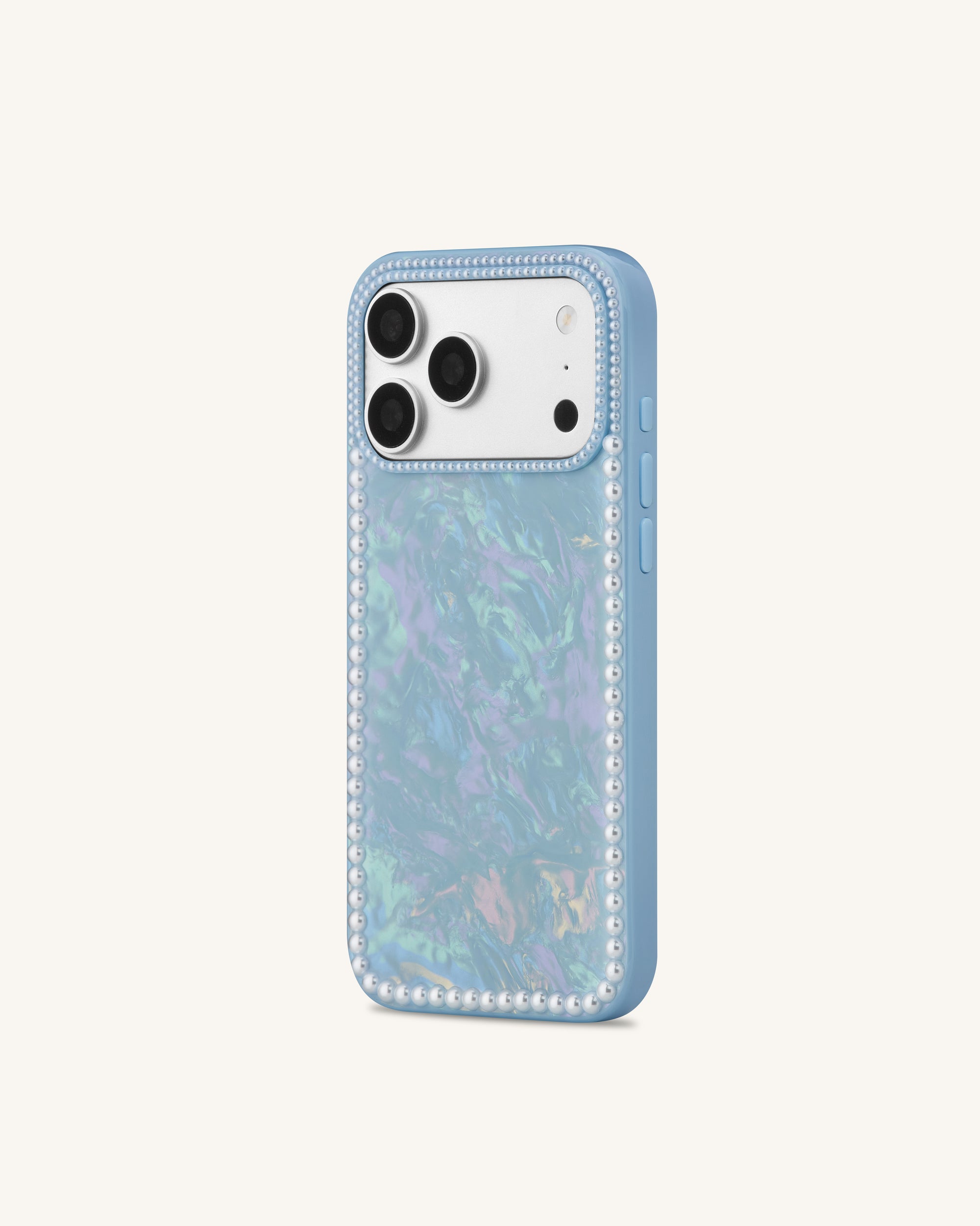 Pearl Marble Artificial Crystal Phone Case - Iridescent Blue