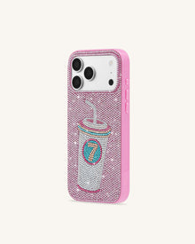 Lucky Number 7 Drink Artificial Crystal Phone Case - Pink
