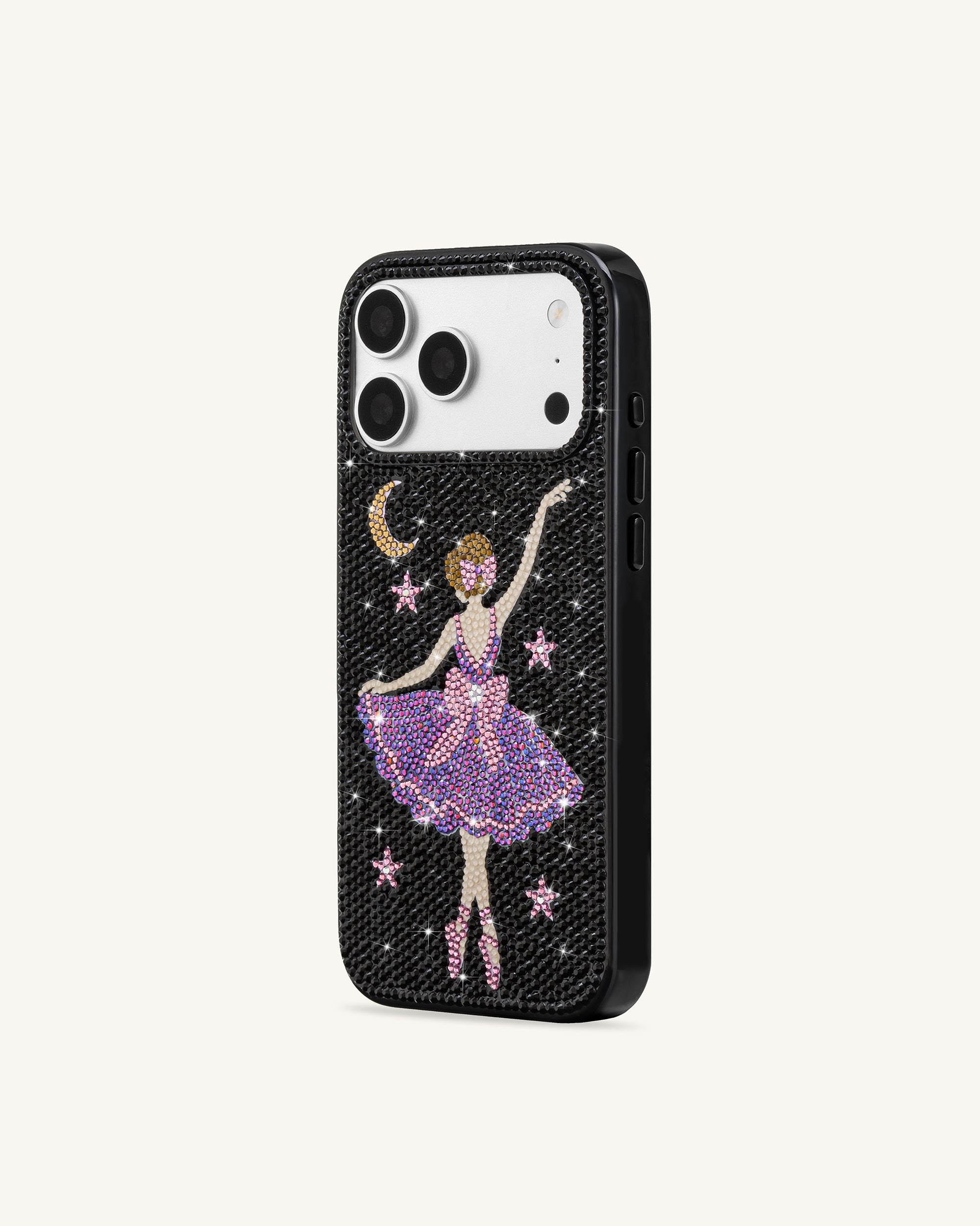 Ballerina Artificial Crystal Phone Case - Black