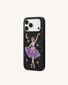 Ballerina Artificial Crystal Phone Case - Black