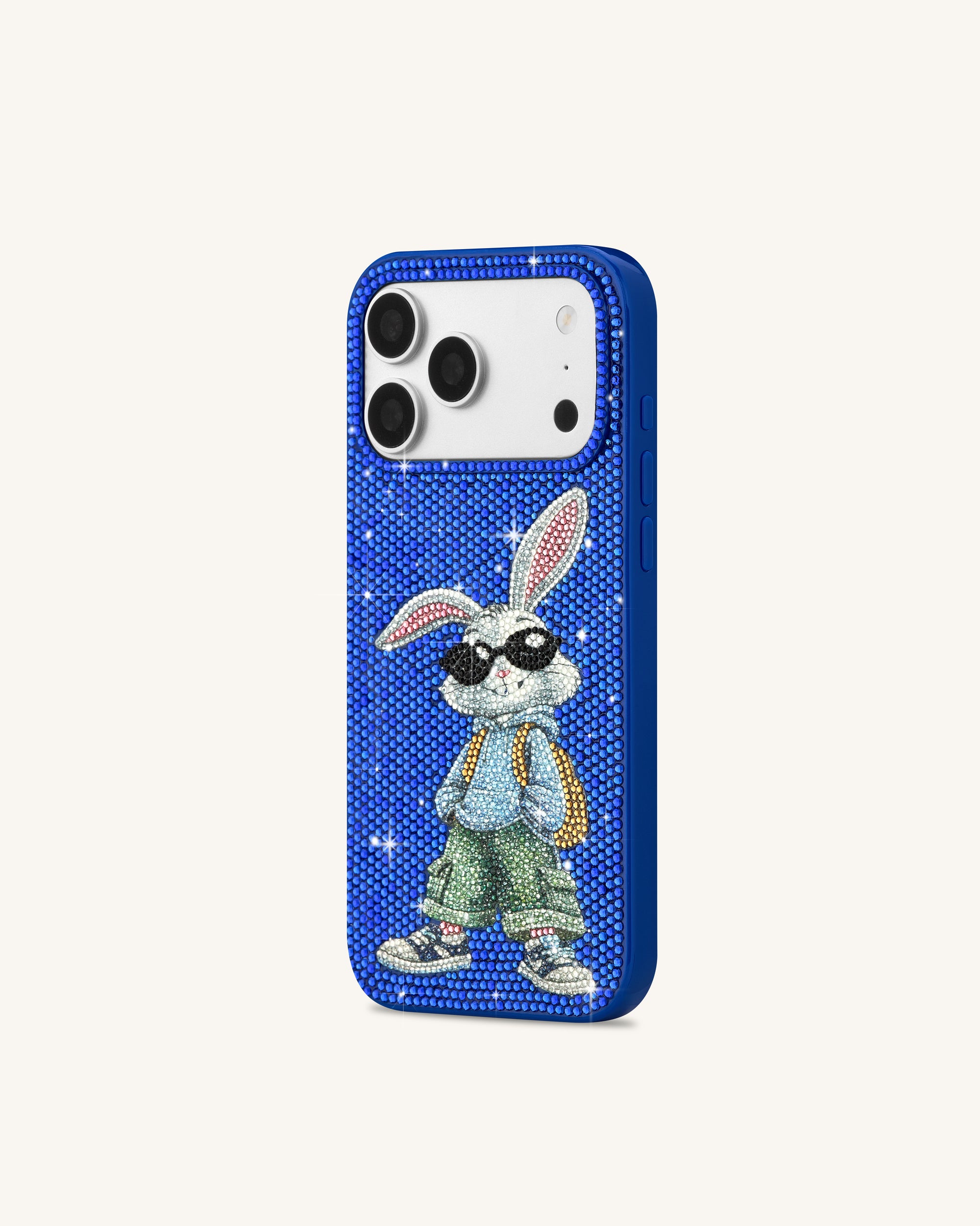 Cool Bunny Artificial Crystal Phone Case - Royal Blue
