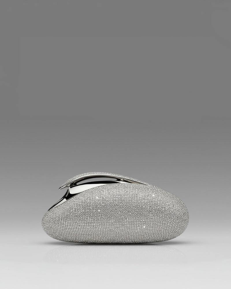 Nora Crystal Clutch Bag - Silver