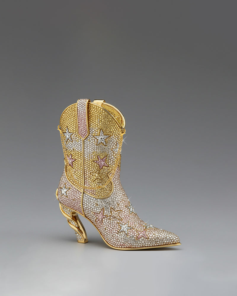 Eva Cowboy Boot Clutch - Gold