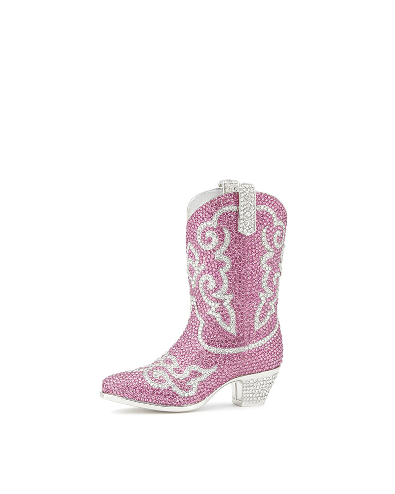 Rhinestone Boot-Shaped Clutch - Pink