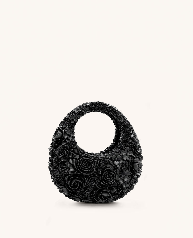Anna Crescent Hobo Bag - Black