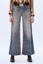 Distressed Wide-Leg Jeans - Light Blue