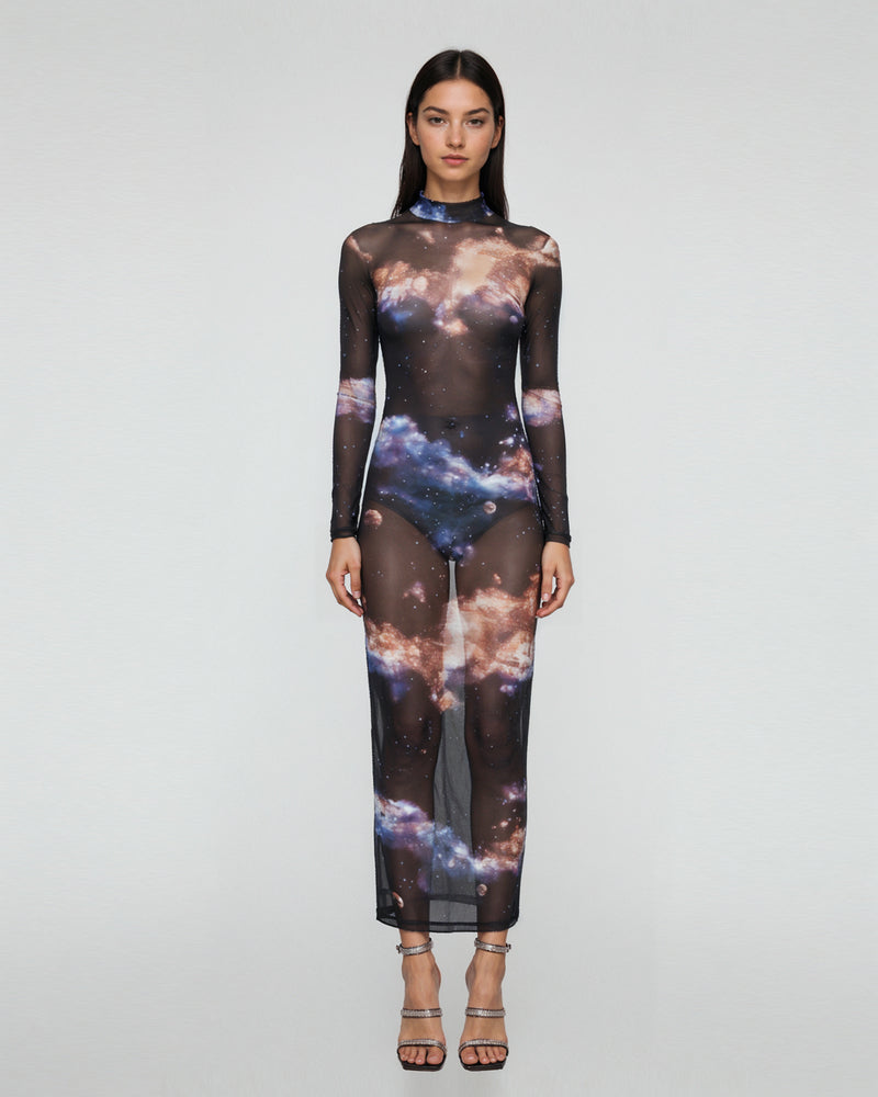 Celestial Dreams Mesh Dress - Multicolor