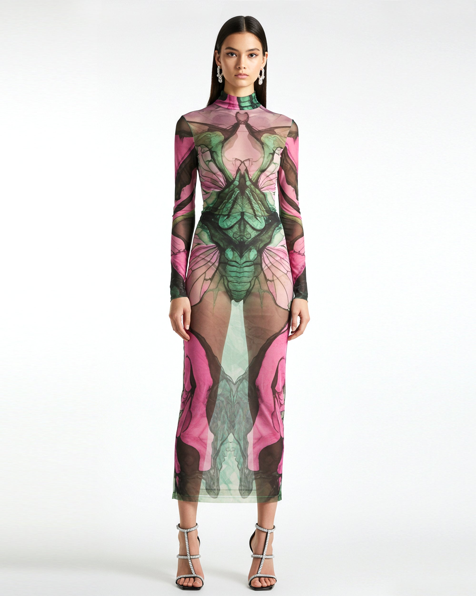 Floral Mesh Dress - Pink/Green