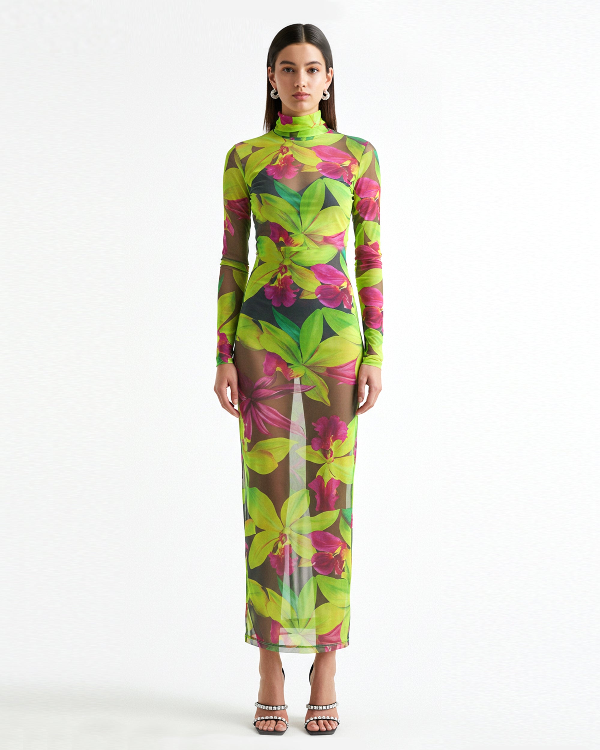Floral Mesh Dress - Pink/Green