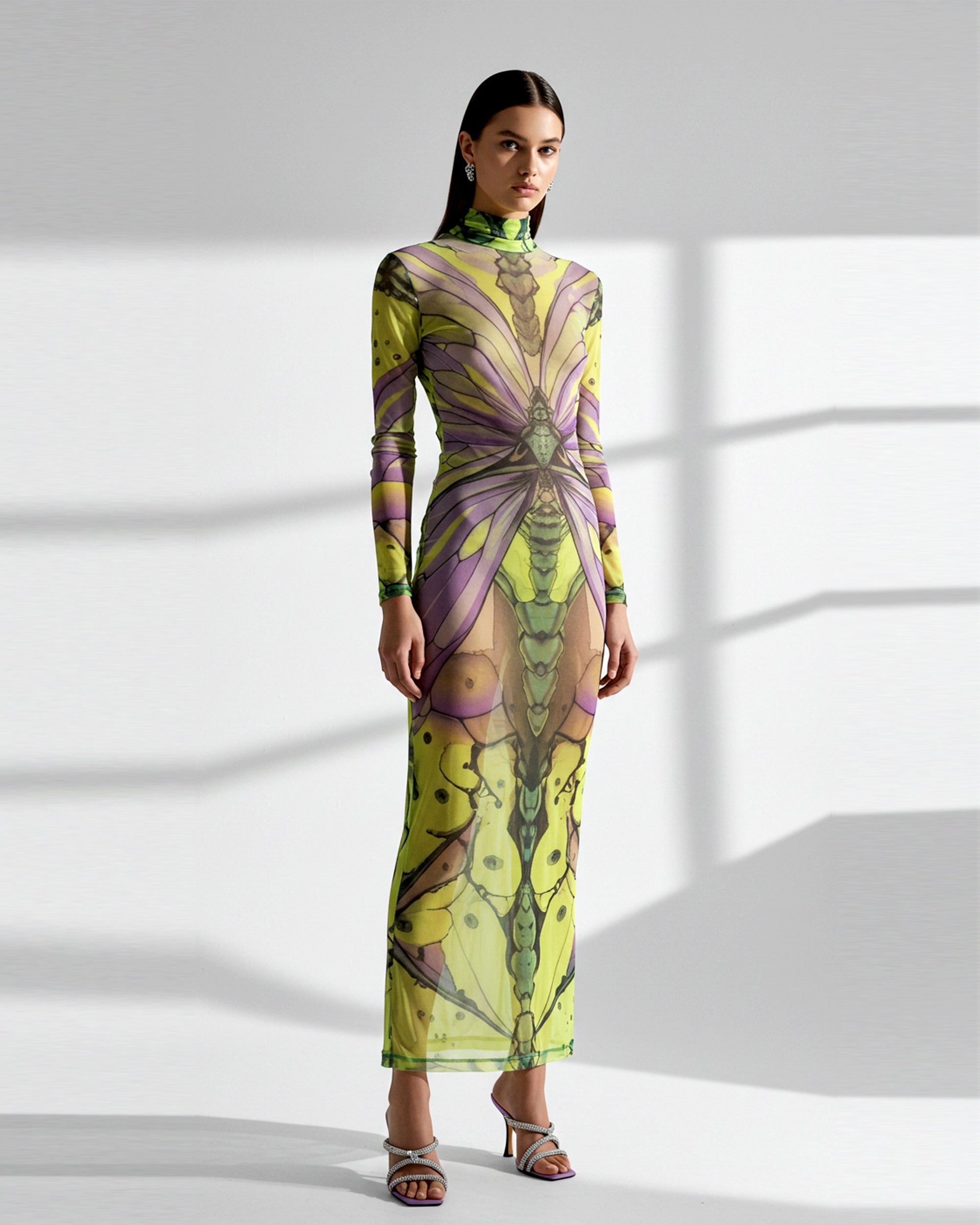 Floral Mesh Dress - Yellow/Purple