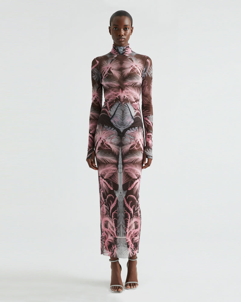 Floral Mesh Dress - Pink/Gray