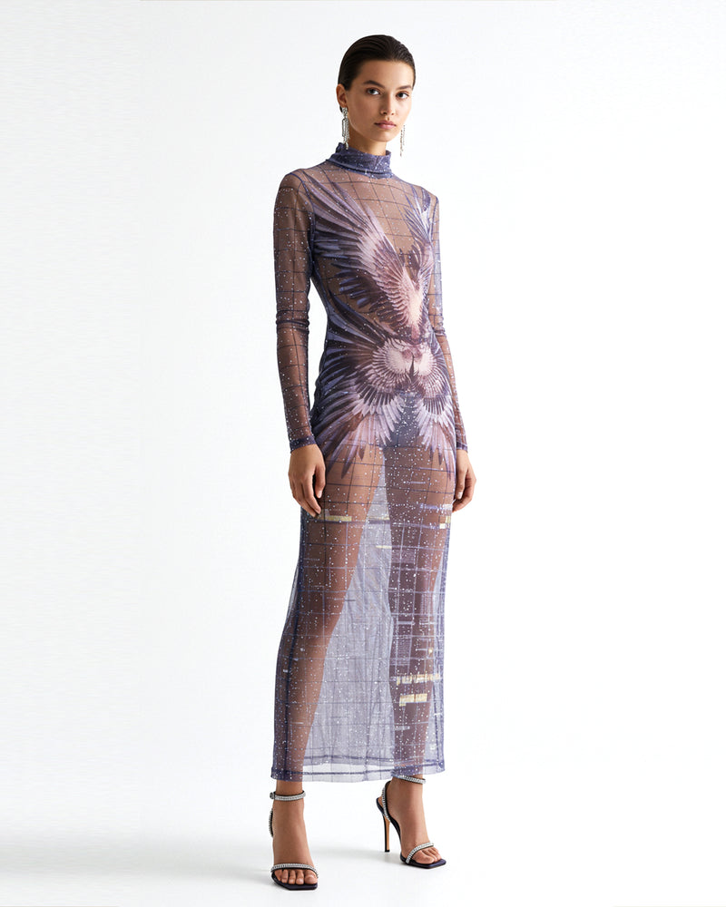 Feathered Elegance Dress - Multicolor