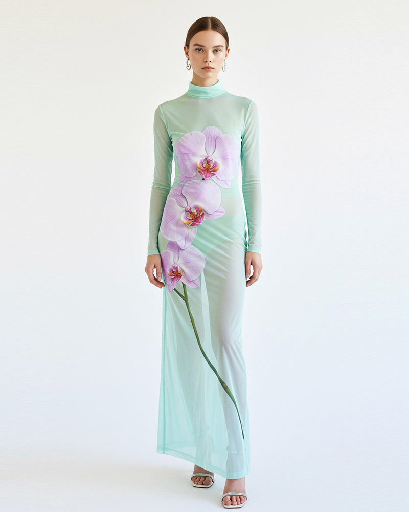 Floral Printed Dress - Mint Green