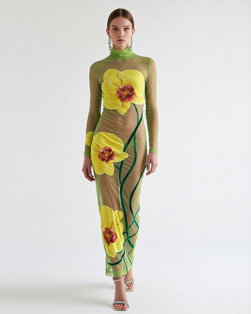 Floral Printed Dress - Green