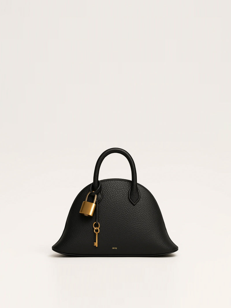 Lillian Dome Top-Handle Bag with Lock Charm - Black
