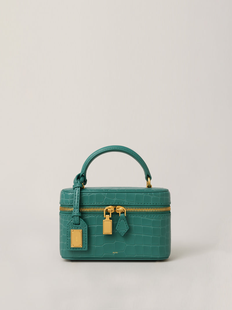 Maya Crocodile Embossed Box Bag - Green