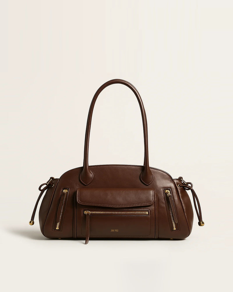 Sofia Zip Shoulder Bag - Brown
