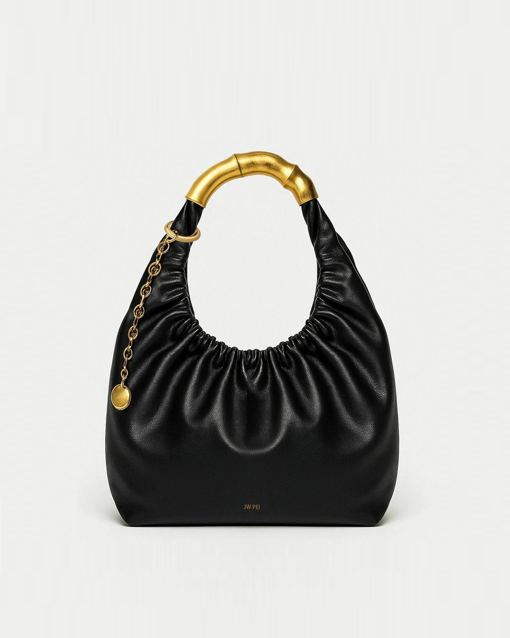 Hadley Ruched Hobo Bag - Black/Gold