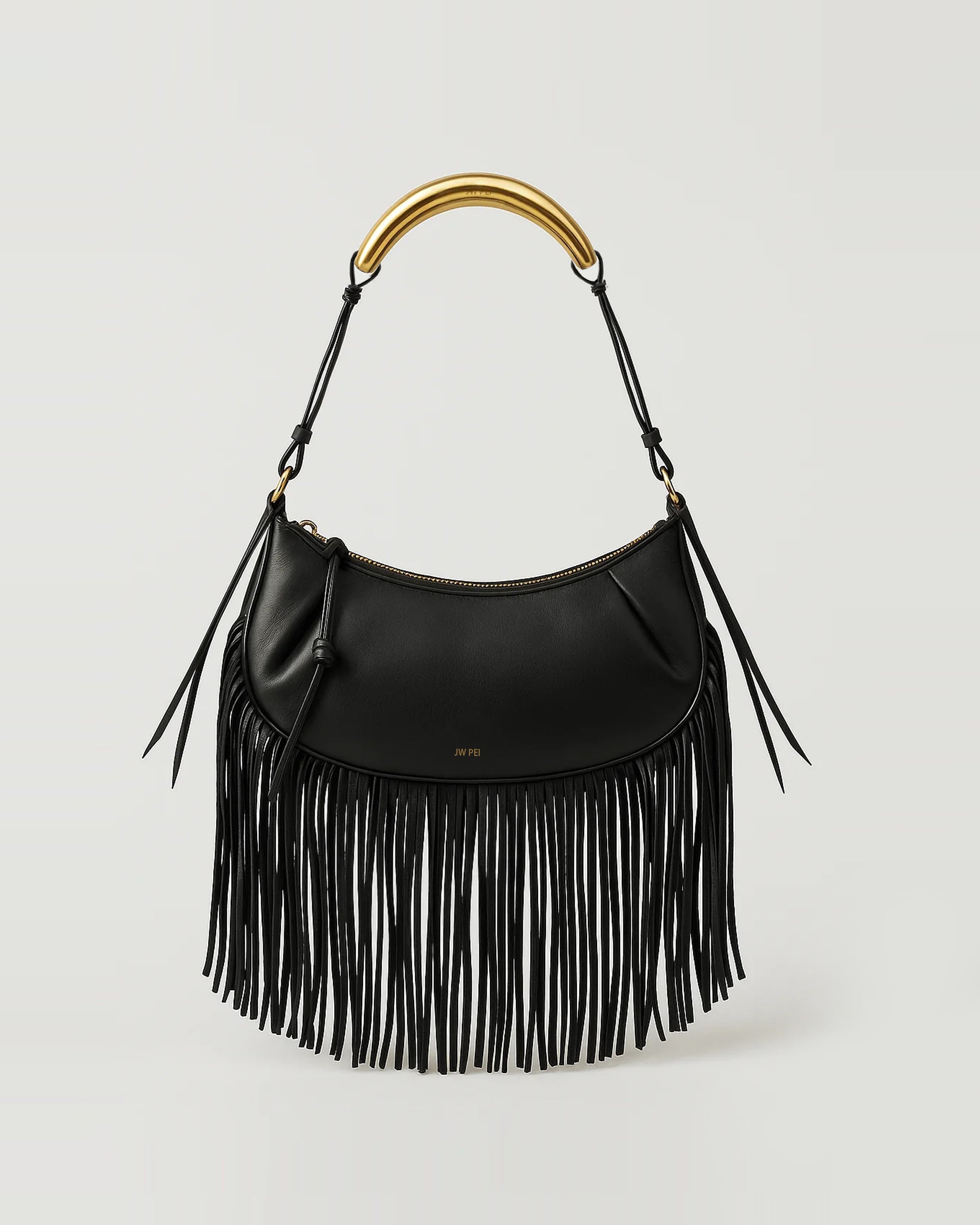 Violet Bohemian Fringe Hobo Bag - Black/Gold