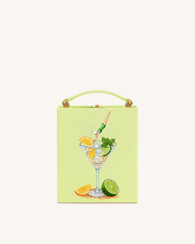 Valentina Diving Cocktail Embroidered Box Bag - Green