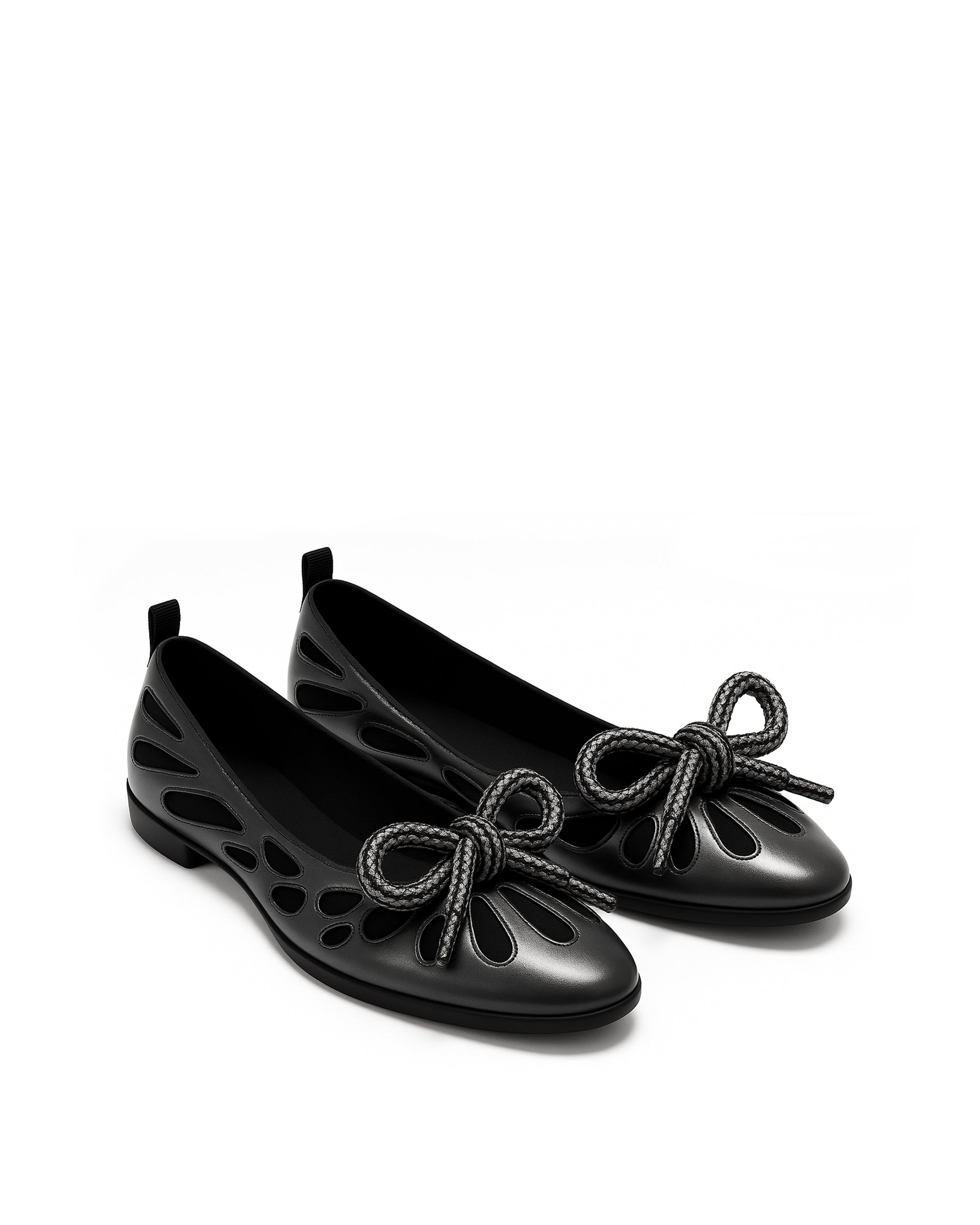 Aria Cutout Ballet Flats - Black